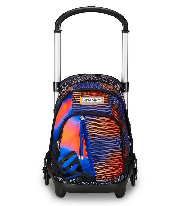 SEVEN School Trolley Flex 3 Wheels, Blue, Shadefull Boy, 3 in 1, Triple Use, Backpack with Detachable Trolley, Bottle Pocket and Crossover System, Travel School Backpack, Child Boy, blue, Taglia