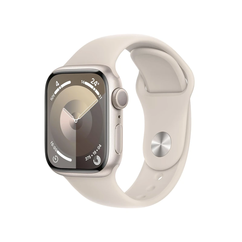 Apple Watch Series 9 [GPS, 41mm] - Starlight Aluminum Case with Starlight Sport Band, M/L (Renewed)