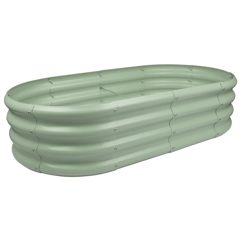 Harbour Housewares Raised Garden Bed - Green - 120 x 60cm - Rounded - Bottomless Metal Raised Bed Galvanised Steel Planter Box for Growing Outdoor Plants, Vegetables, Flowers and Herbs
