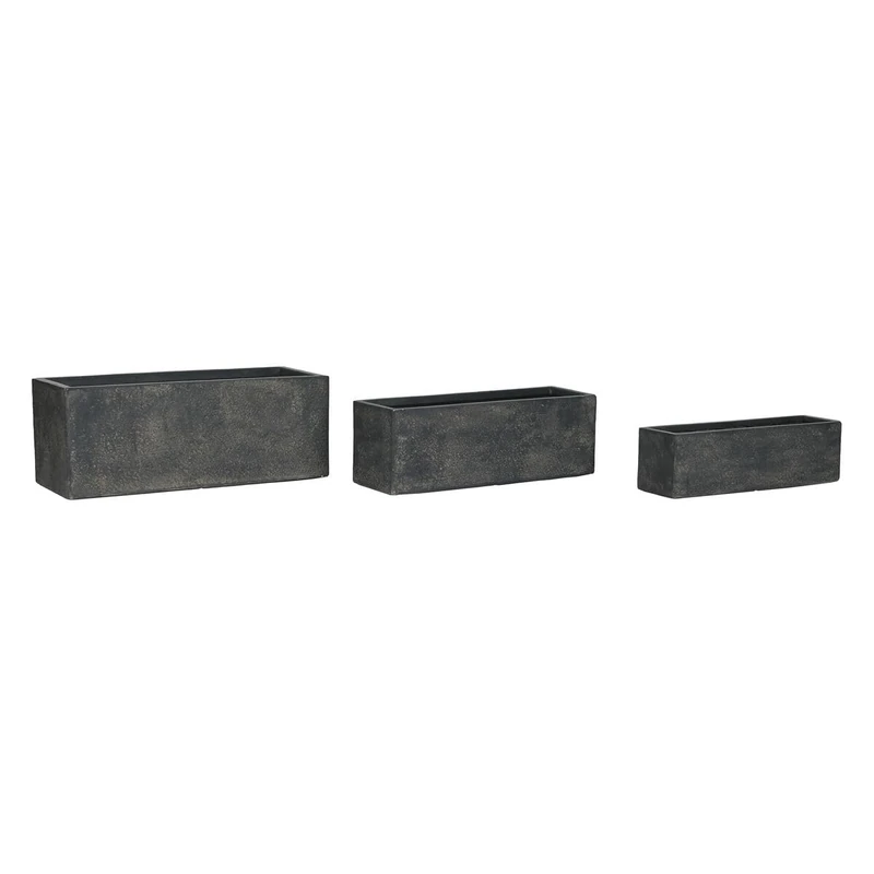 Home ESPRIT Set of Grey Magnesium Fibre Planters 78 x 30 x 30 cm