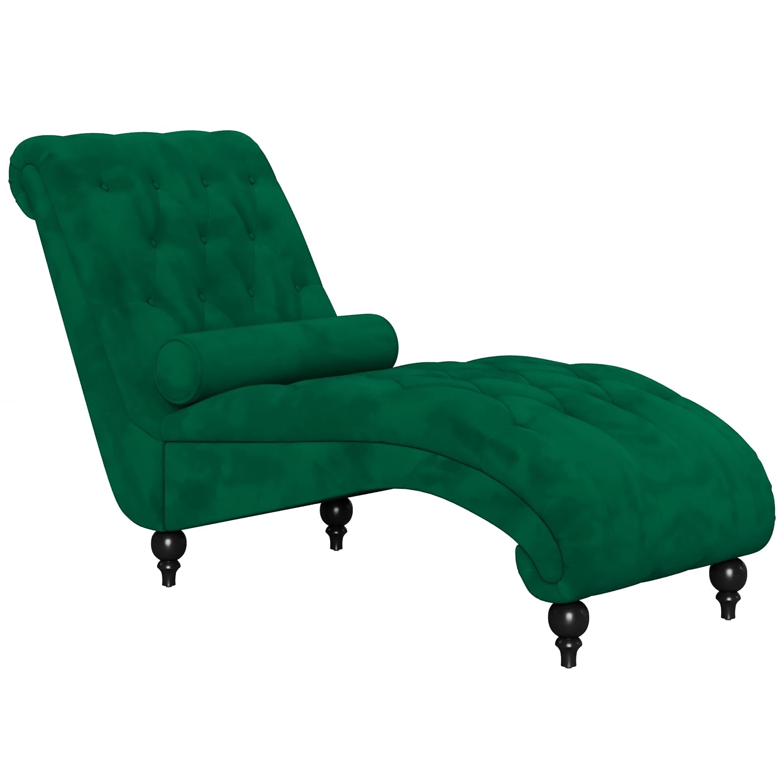 Vesgantti Velvet Button-tufted Indoor Chaise Lounge, Upholstered Chaise Longue Chair with Lumbar Pillow, Leisure Chair for Living Room Bedroom and Office, Easy to Assemble