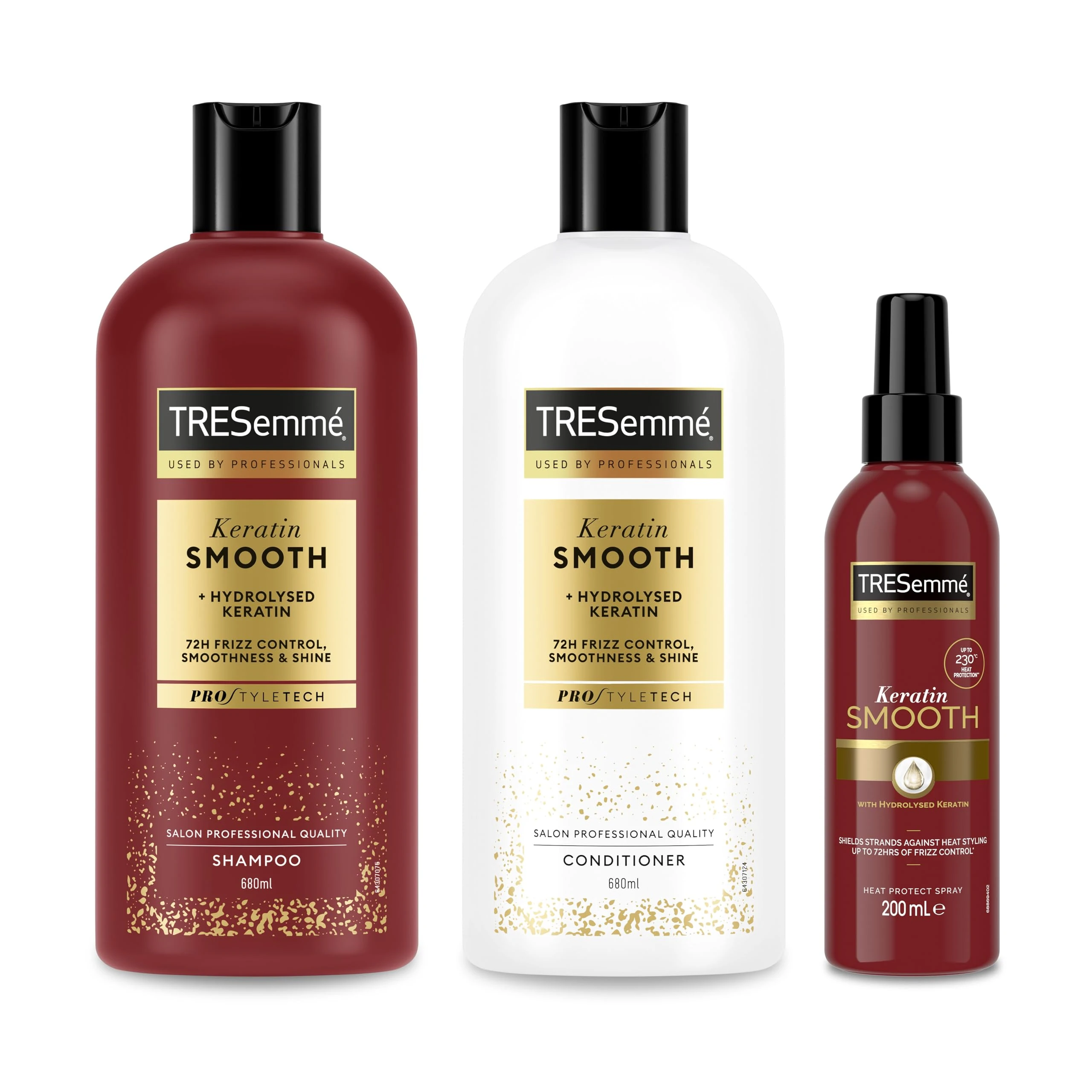 TRESemmé Keratin Smooth Shampoo 680 ml + Conditioner 680 ml & Collection Heat Protect Spray heat protection up to 230°C 200 ml 3 piece