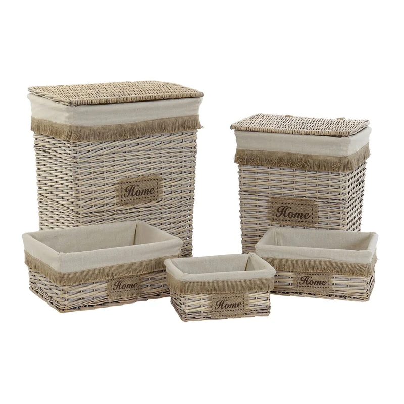 Home ESPRIT Natural Brown Basket Set 47 x 35 x 56 cm (5 Pieces) - Image 1