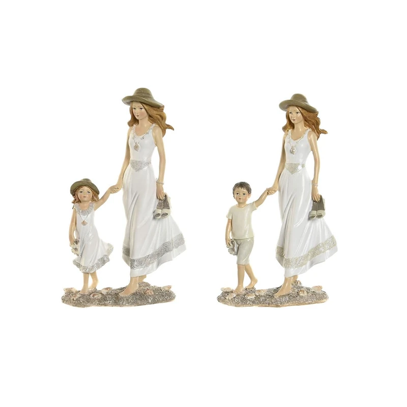 Home ESPRIT Decorative Figure White Beige 14.5 x 8 x 24.5 cm (2 Units) - Image 1