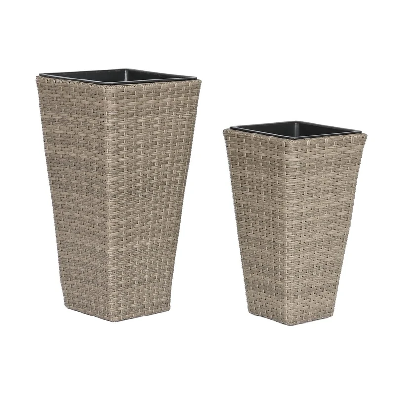 Home ESPRIT Polypropylene Rattan Plant Pot Set 31 x 31 x 61 cm