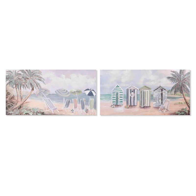 Home ESPRIT Wall Picture Beach Mediterranean 120 x 3 x 60 cm (Pack of 2)