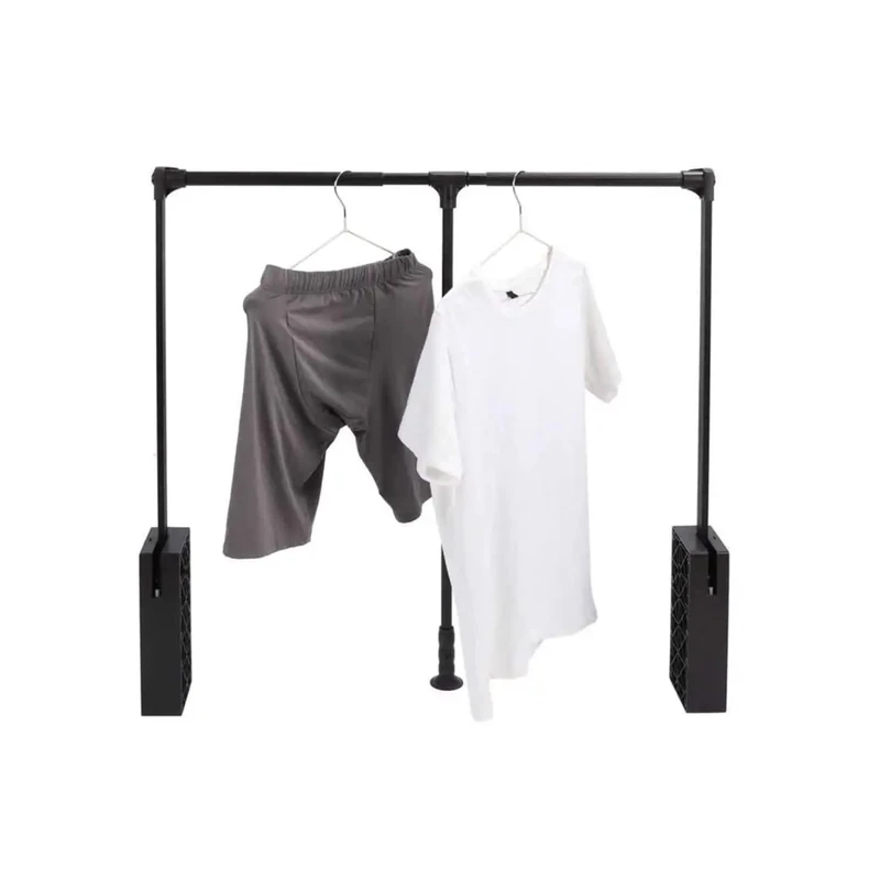Telescopic Wardrobe Rail Rail Rail Adjustable Width 83-115 cm, Max Load 12 kg - Steel, Black, Easy Installation, Perfect for Any Wardrobe - Image 1