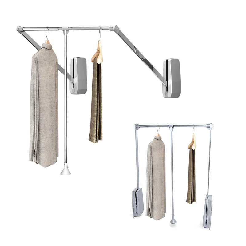 Coat Rail Rail for Wardrobe in Chrome Steel, 83-115 cm – Adjustable and Extendable Clothes Rail, Max Load 12 kg, Quick and Easy Assembly