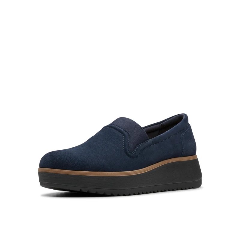 Clarks Women's Zylah Sky Loafer, Navy Suede, 6 Wide