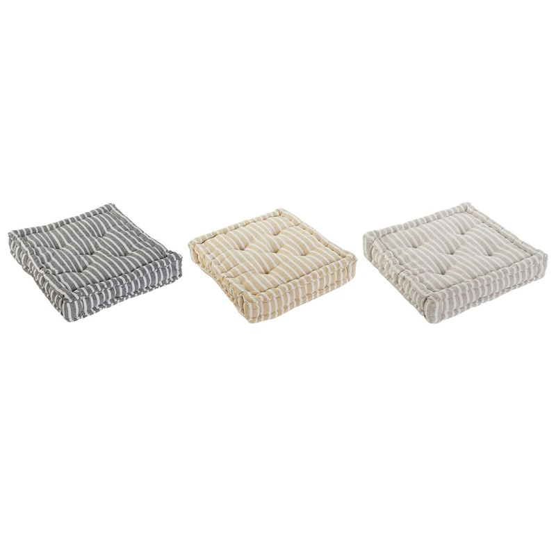 Home ESPRIT Cushion Yellow Beige Mediterranean 56 x 56 x 13 cm (Pack of 3)