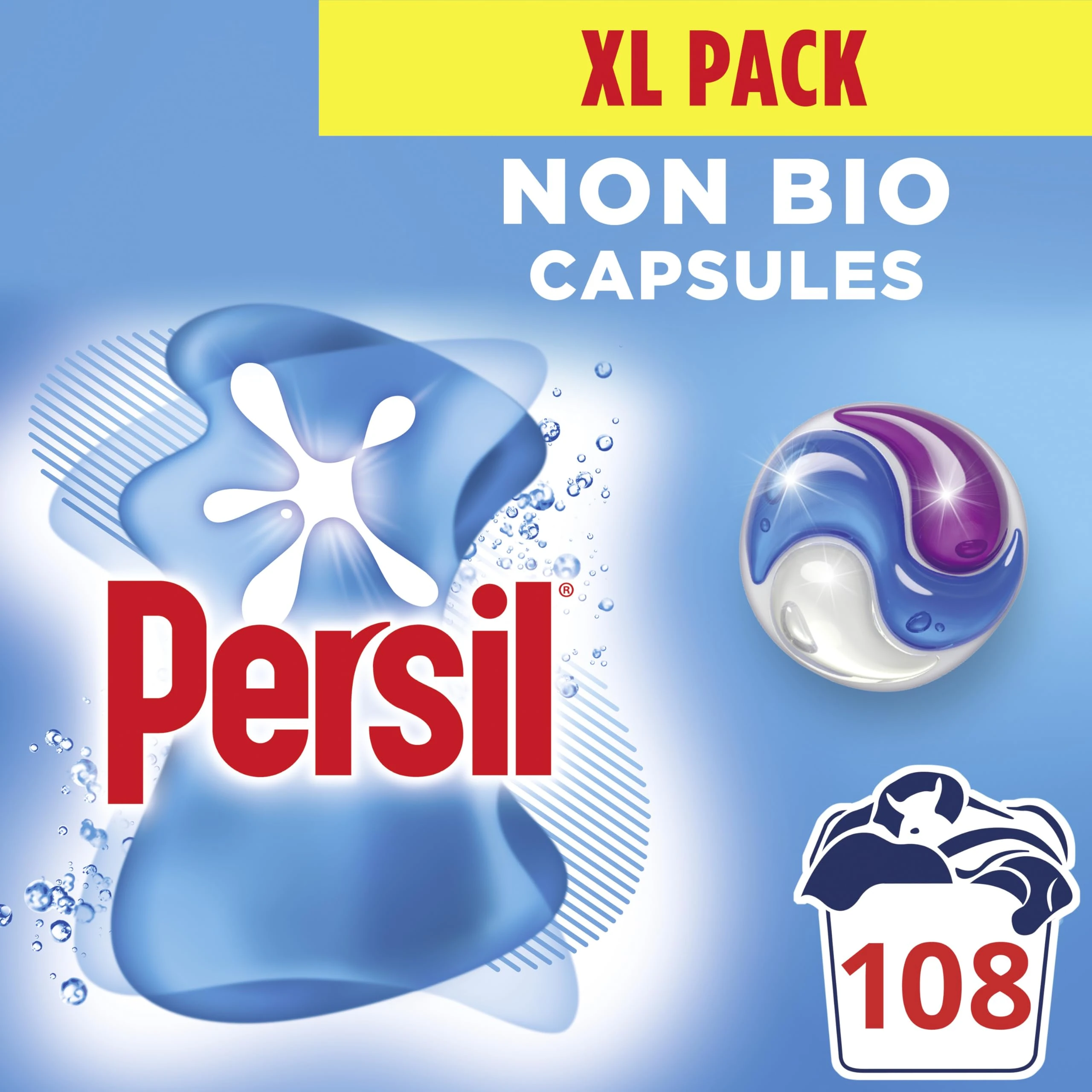 Persil Non Bio 3 in 1 Washing Capsules laundry capsules gentle next to sensitive skin for outstanding stain removal in quick & cold washes 108 washes (3x 36)