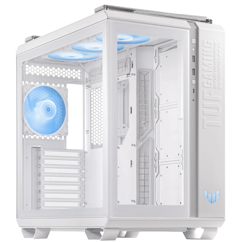 ASUS TUF Gaming GT502 PLUS ATX Mid Tower Gaming Case (dual chamber design, independent cooling zones for CPU & GPU, tool-free side panels, USB 32 Gen 2 Type-C Front Panel, four ARGB Case Fans) White