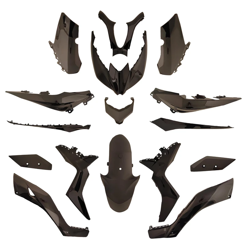 one by Camamoto Complete Plastic Fairing Set Kit for Yamaha X-max, Xmax 125-250-400cc Year from 2017 to 2022 Glossy Black | Including 16 Pieces