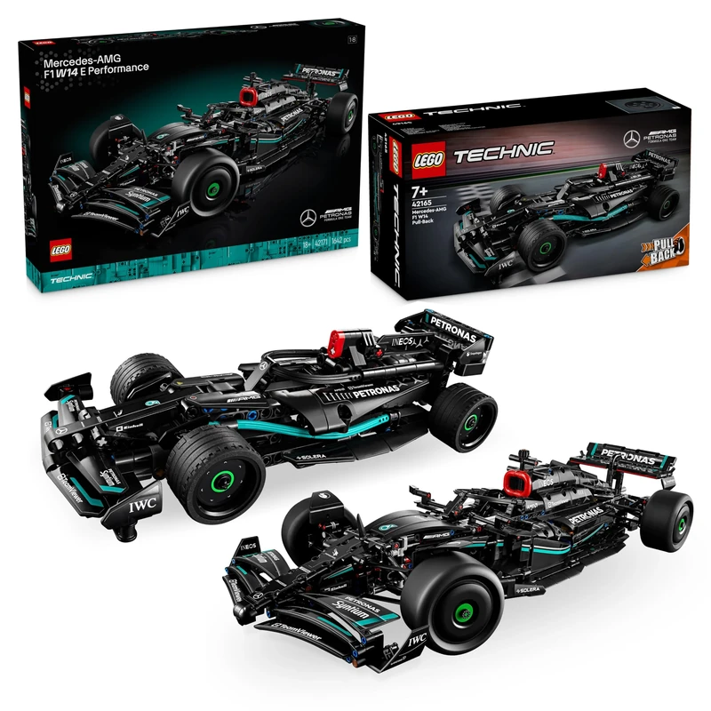 LEGO Technic Mercedes-AMG F1 W14 E Performance Race Car Building Set + Mercedes-AMG F1 W14 E Performance Pull-Back Model Vehicle Set, Gifts for Men, Women, Boys and Girls, 42171 + 42165