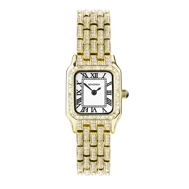 Sekonda Classic Monica Ladies 22mm Quartz Watch in White with Analogue Display, and Gold Alloy Strap 40661