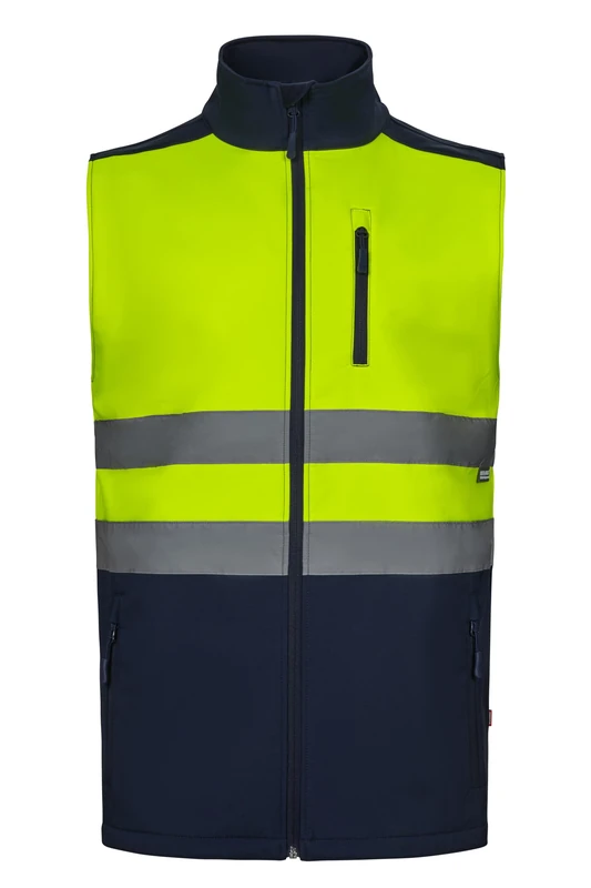 VELILLA 305906; Bicolour Soft Shell Vest; Navy Blue and Fluorescent Yellow; Size 2XL, Navy Blue and Fluorescent Yellow, XXL