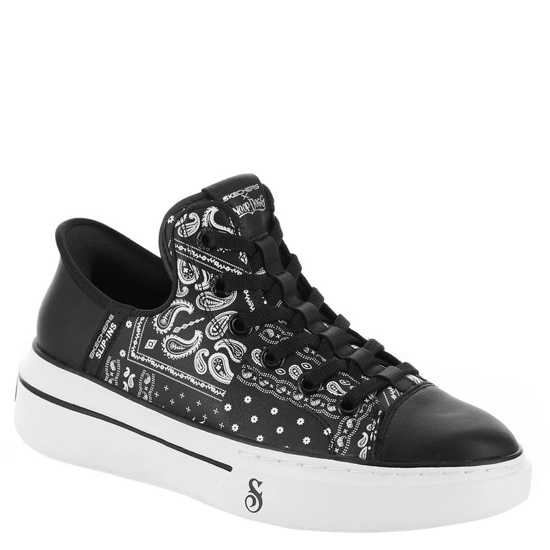 Skechers Women's Snoop Dogg:Snoop One-Double G Hands Free Slip-ins Sneaker, Black/White, 8.5