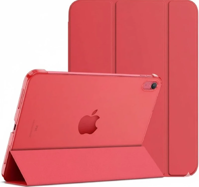 JNS Case for iPad (A16) 11th Generation 2025/iPad 10th Generation 2022,Hard Transluscent Frosted Back Stand Case Cover With Auto Sleep/Wake, iPad 10/11 Case. (Red)