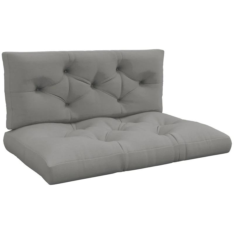 Outsunny 2 Seater Outdoor Seat Cushions Back Cushion for Pallet, Water Repellent Seat Pads, Light Grey