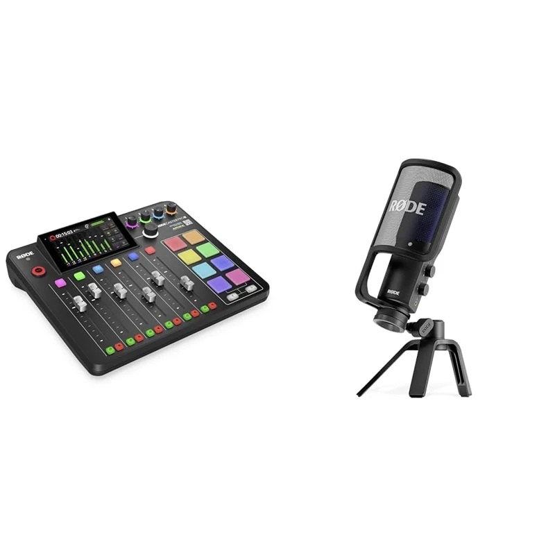 RØDE RØDECaster Pro II All-in-One Production Solution for Podcasting & NT-USB+ Professional-Grade USB Microphone for Recording Exceptional Audio Directly to a Computer or Mobile Device, black