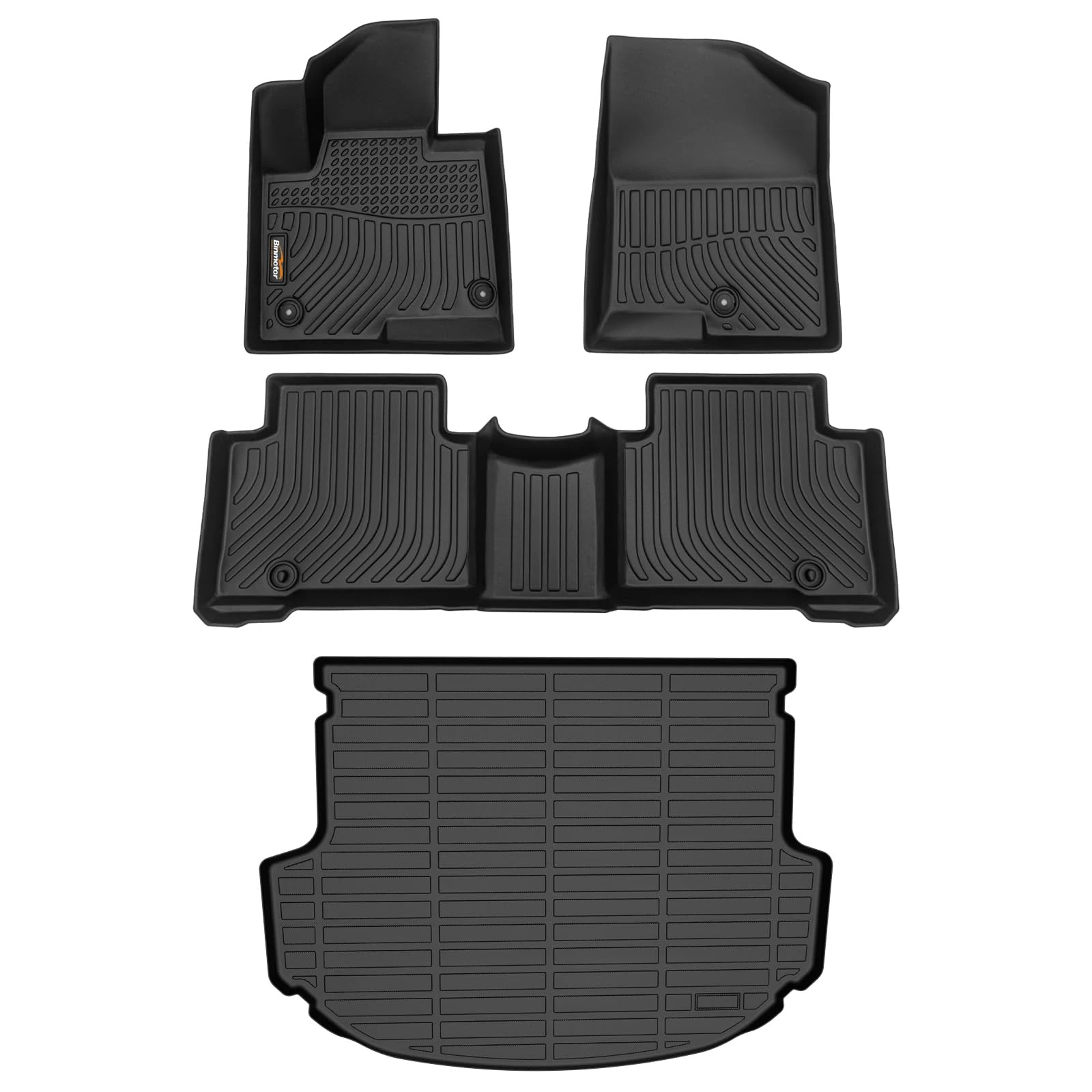 Binmotor-Floor Mats & Cargo Liner Set for Hyundai Santa FE Sport 2013-2018(Not Fit for Hybird), Front & 2nd Row & Cargo Liner, TPE All Weather Mats Cargo Trunk Mat for Santa FE Sport Accessories