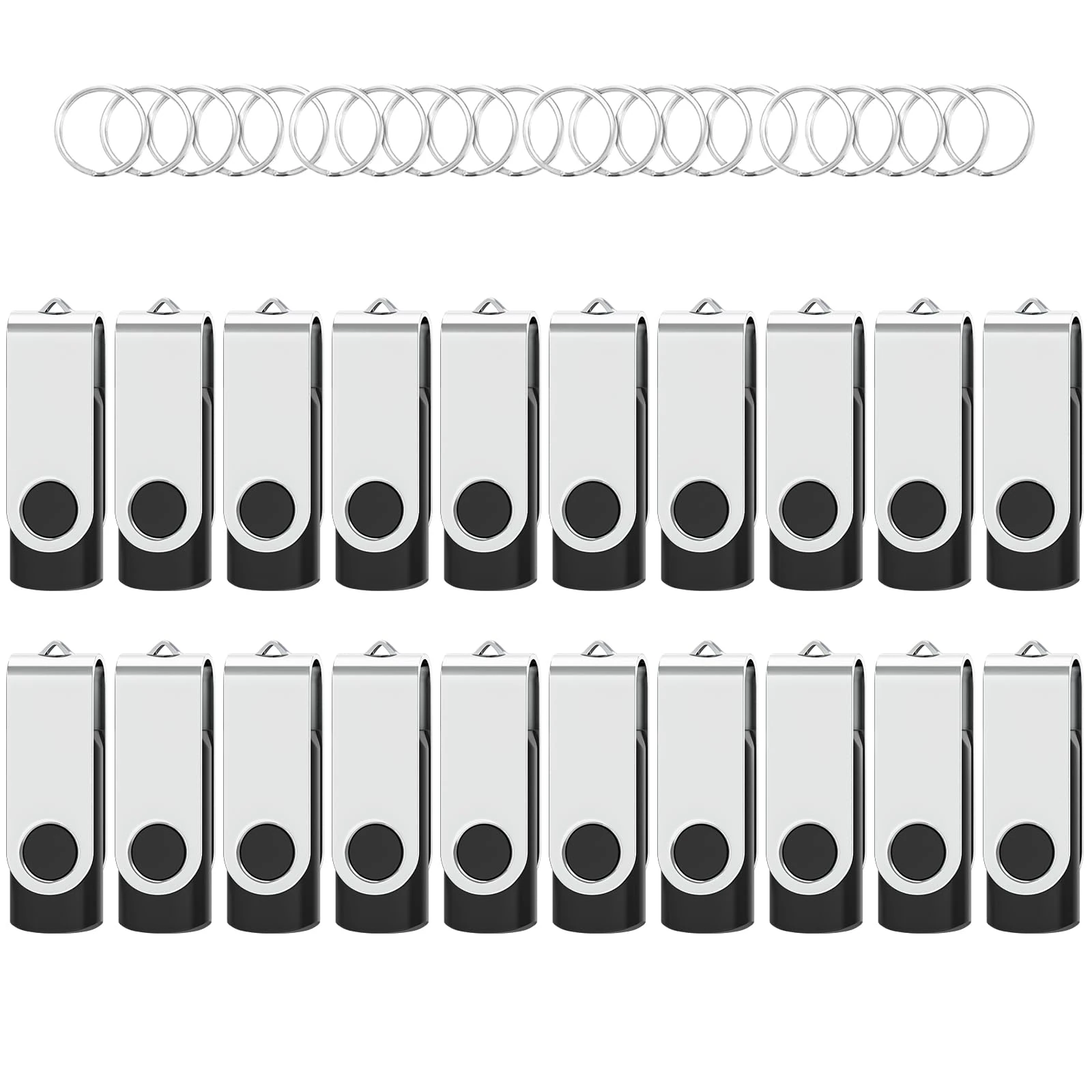 Wooolken USB Stick 8 GB 20Pack, USB Flash Drive USB 2.0 Memory Stick 8GB Pen Drive Portable Thumb Drives for PC/Laptop/Data Storage (With Keychain)