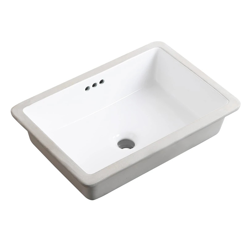 KARAMAG 20 Inch Undermount Bathroom Sink Rectangle Undermount Sink White Ceramic Under Counter Bathroom Sinks with Overflow (19.8"x13.7")