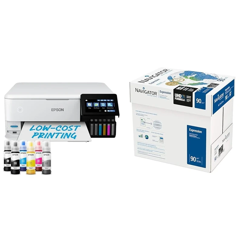 Epson EcoTank ET-8500 A4 Wi-Fi Ink Tank Photo Printer & Navigator Expression A4 90gsm Paper - Box of 5 Reams (5x500 Sheets)