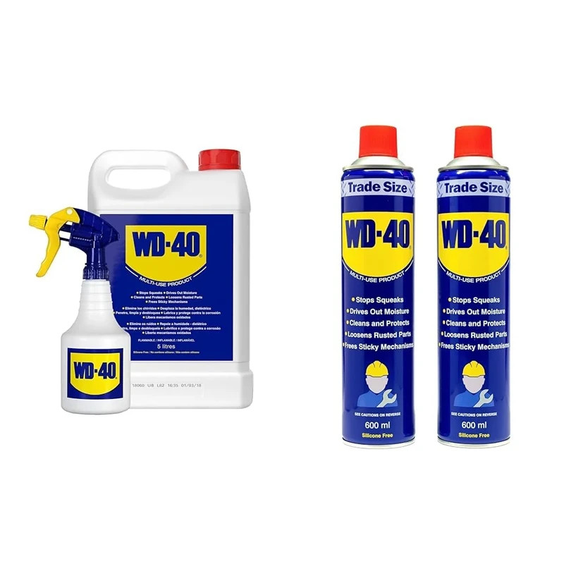 WD-40 5L with Applicator: The Ultimate Multi-Use Lubricant and Protectant & Multi-Use Product - Twin Pack 600ml Can - The Ultimate Lubricant, Rust Protection, Penetrant