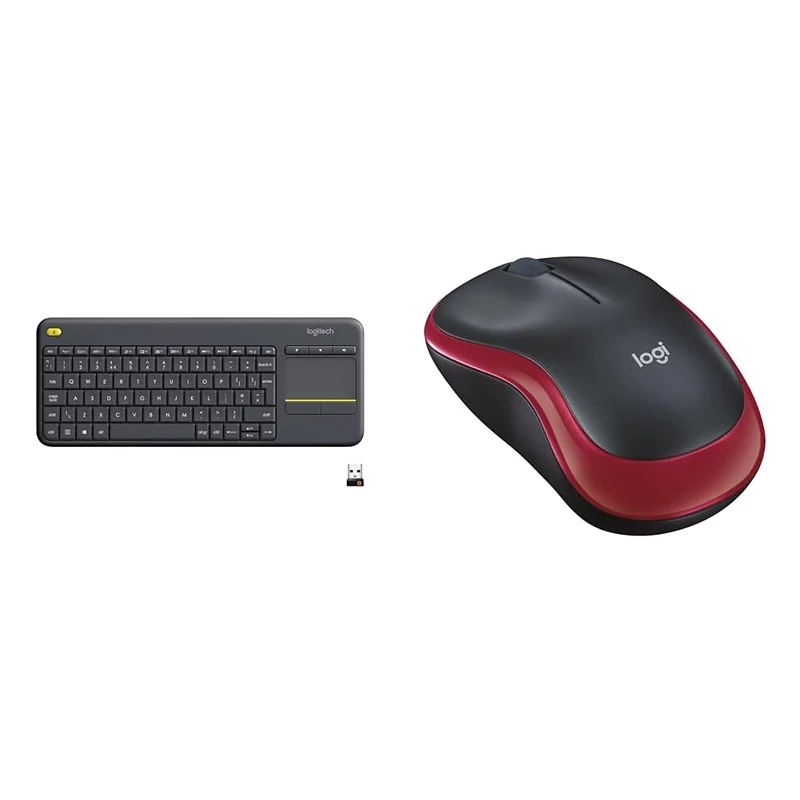 Logitech K400 Plus Wireless Touch TV Keyboard With Easy Media Control and Built-in Touchpad & M185 Wireless Mouse, 2.4GHz with USB Mini Receiver, 12-Month Battery Life