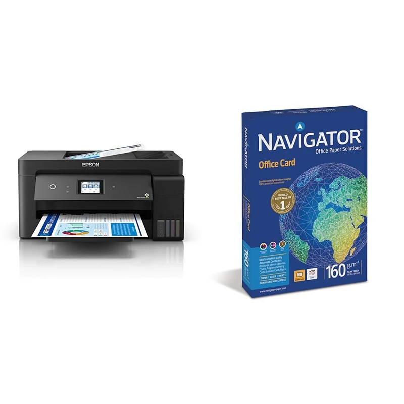 Epson EcoTank ET-15000 A3 Print/Scan/Copy Wi-Fi Ink Tank Printer & Navigator Office Card- A4 Colour Printer Paper - Multi-Purpose Printer Paper - Photocopier Paper - White - 160gsm - 250 Sheets