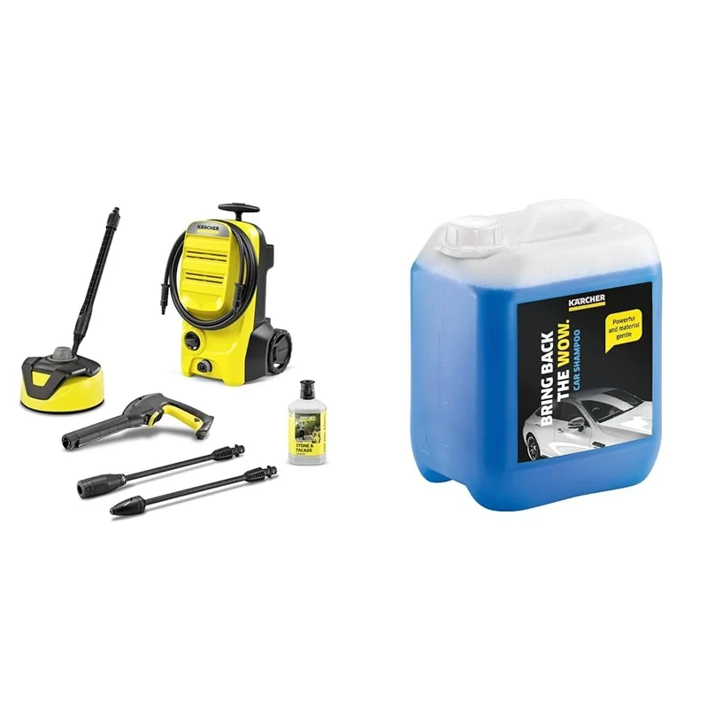 Kärcher K 4 Classic Home Pressure Washer, Pressure: max. 130 bar & 5 L Canister Pressure Washer Detergent, Car Shampoo