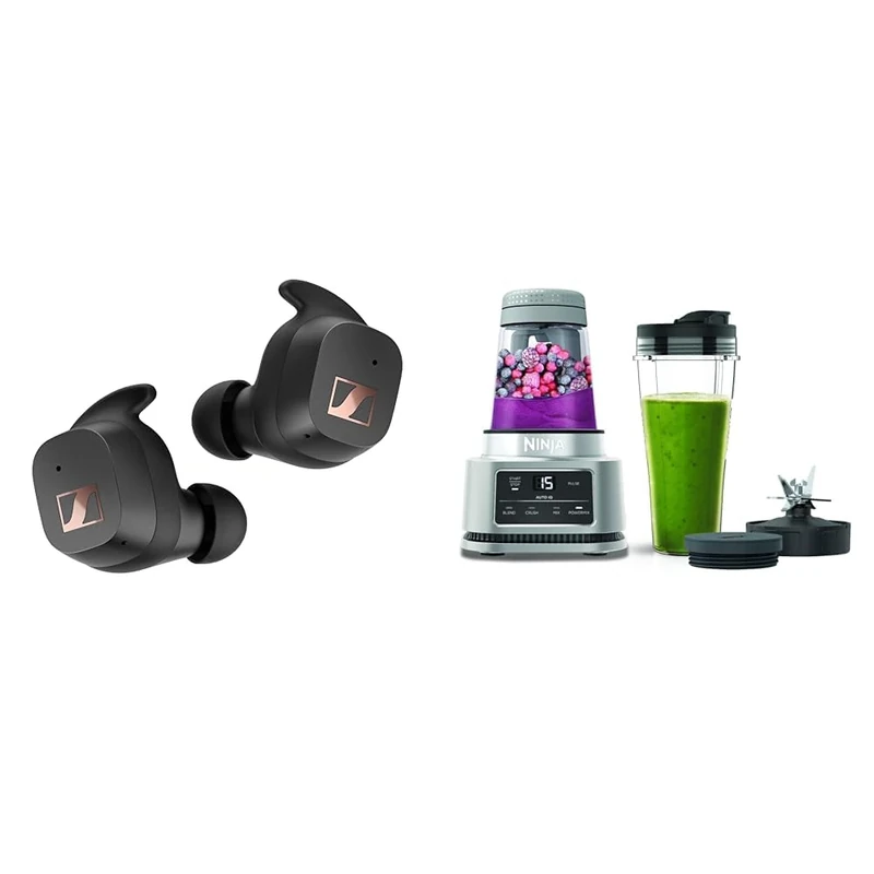 Sennheiser SPORT True Wireless Earbuds - Bluetooth In-Ear Headphones for Active Lifestyles & Ninja Foodi Power Nutri Blender 2-in-1, 700ml Cup & 400ml Bowl with Power Paddle