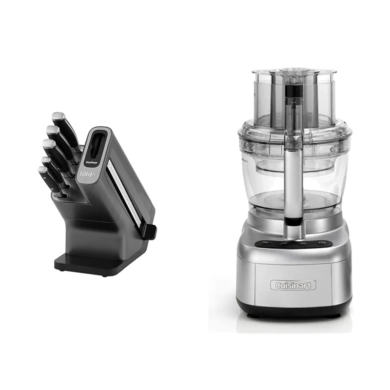 Ninja Foodi StaySharp Knife Block with Integrated Sharpener, 5-Piece Knife Set & Cuisinart Expert Prep Pro | 2 Bowl Food Processor with 3L Capacity