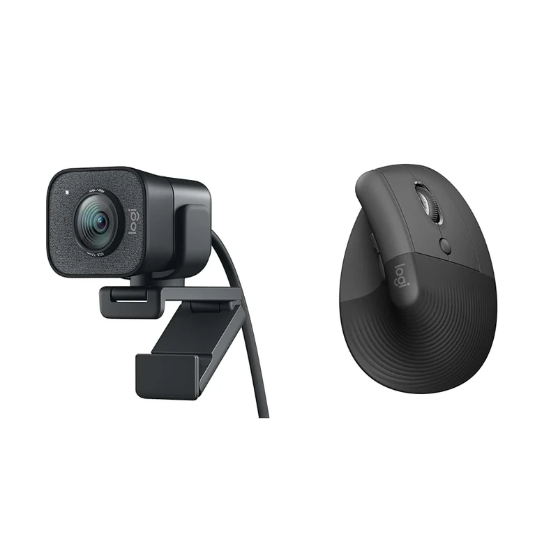 Logitech StreamCam – Live Streaming Webcam for Youtube and Twitch & Lift Vertical Ergonomic Mouse, Wireless, Bluetooth or Logi Bolt USB receiver