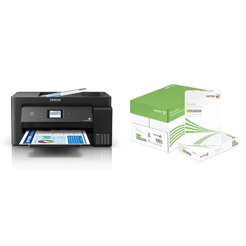Epson EcoTank ET-15000 A3 Print/Scan/Copy Wi-Fi Ink Tank Printer, With Up To 2 Years Worth Of Ink Included, Black & Xerox Recycled 003R91165 A4 210x297mm 80gsm 500sh/RM 5rm/BX, Off White
