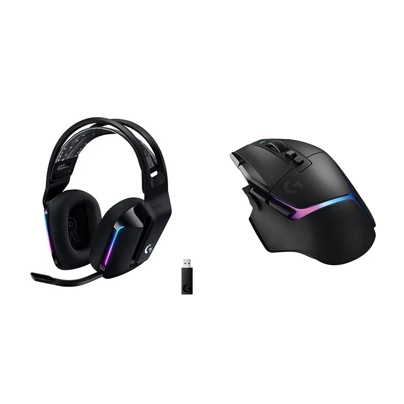 Logitech G733 LIGHTSPEED Wireless Gaming Headset with suspension headband & 02 X PLUS LIGHTSPEED Wireless RGB Gaming Mouse