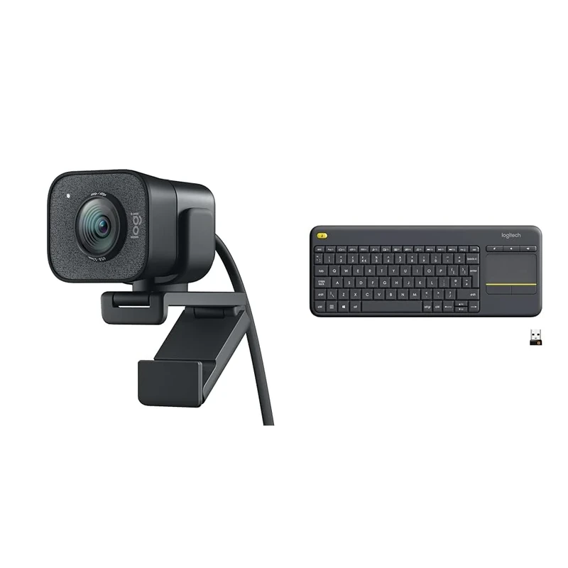Logitech StreamCam – Live Streaming Webcam for Youtube and Twitch & K400 Plus Wireless Touch TV Keyboard With Easy Media Control and Built-in Touchpad