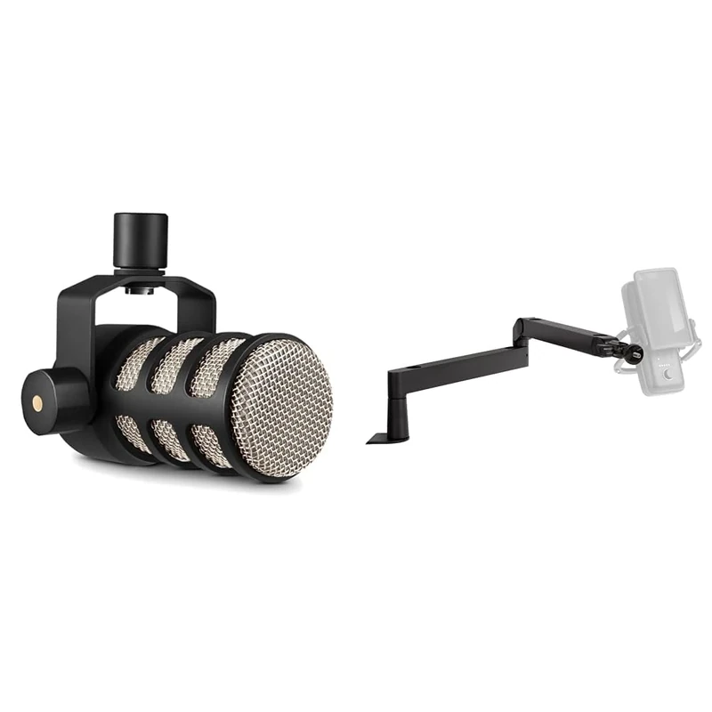 RØDE PodMic Broadcast-quality Dynamic Microphone with Integrated Swing Mount & Elgato Wave Mic Arm LP - Premium Low Profile Microphone Arm with Cable Management Channels