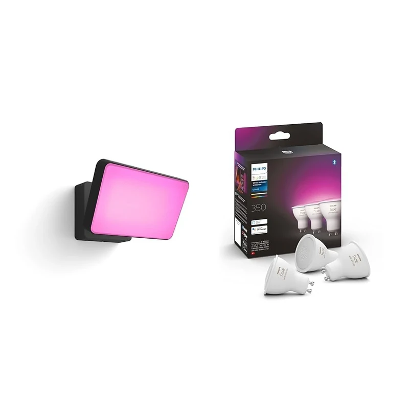 Philips Hue White and Colour ambiance Discover Outdoor floodlight & White & Colour Ambiance Smart Spotlight 3 Pack LED [GU10 Spotlight]