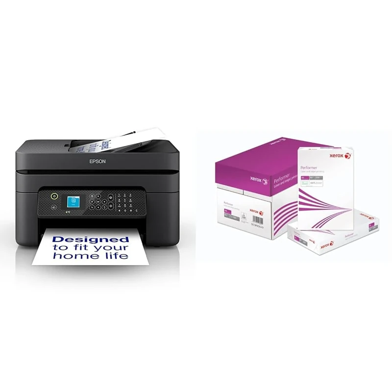 Epson WorkForce WF-2930DWF A4 Multifunction Wireless Inkjet printer & Xerox Performer Multifunction Paper, 80gsm, A4, 1 Carton, 5 Reams, 2500 Sheets, 5 Reams per Carton
