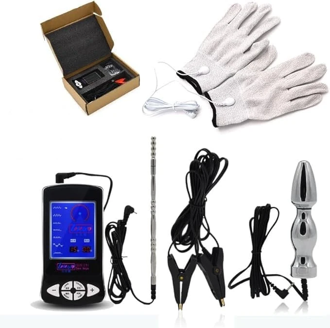 Bondage Masters E Stim Electro Sex Urethral Plug, Nipple Clamps, Butt Plug, Mitts - Image 1