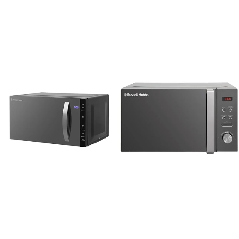 Russell Hobbs RHFM2363B 23 L 800 W Black Digital Flatbed Solo Freestanding Microwave & RHM2076S Freestanding Compact Microwave, 800 W, 20 liters, Silver