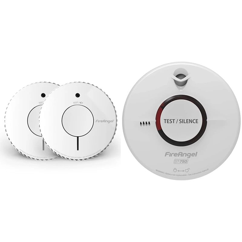 FireAngel Optical Smoke Alarm with 10 Year Sealed For Life Battery, FA6620-R-T2 (ST-622 / ST-620 replacement, new gen) - Twin Pack, White & ST-750T Thermoptek Smoke Alarm