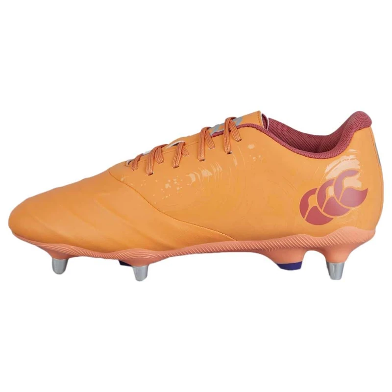 Canterbury Adult Unisex Phoenix Genesis Team Soft Ground Rugby Boots | Lightweight | Durable Soft Ground Rugby Boots, Org Crush/Amber Ylw/Mars Dust, 6