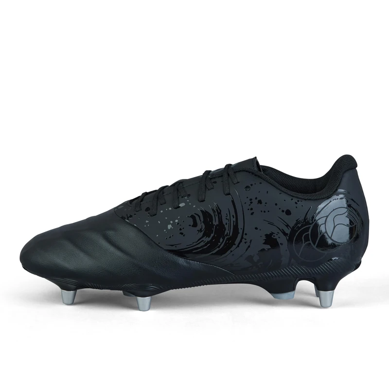 Canterbury Adult Unisex Phoenix Genesis Team Soft Ground Rugby Boots | Lightweight | Durable Soft Ground Rugby Boots, Black/Silver Metallic, 10