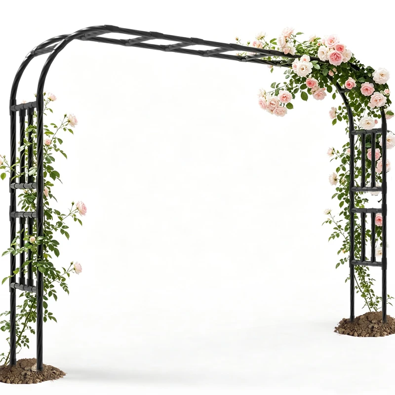 BUKLIYN Garden Arch Trellis - Length: 126in, Height: 94.5in Iron Garden Arch Arbor Trellis for Climbing Plants Outdoor - Garden Arch for Lawn, Party, Ceremony Wedding Decoration