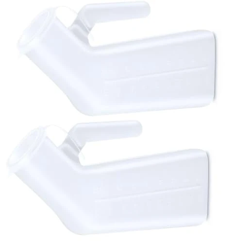Atoke 2 Pack Male Urinal Urine Bottle for Men,Thick Portable Pee Bottle with Lid for Travel,Hospitals,Emergency,and Camping,White