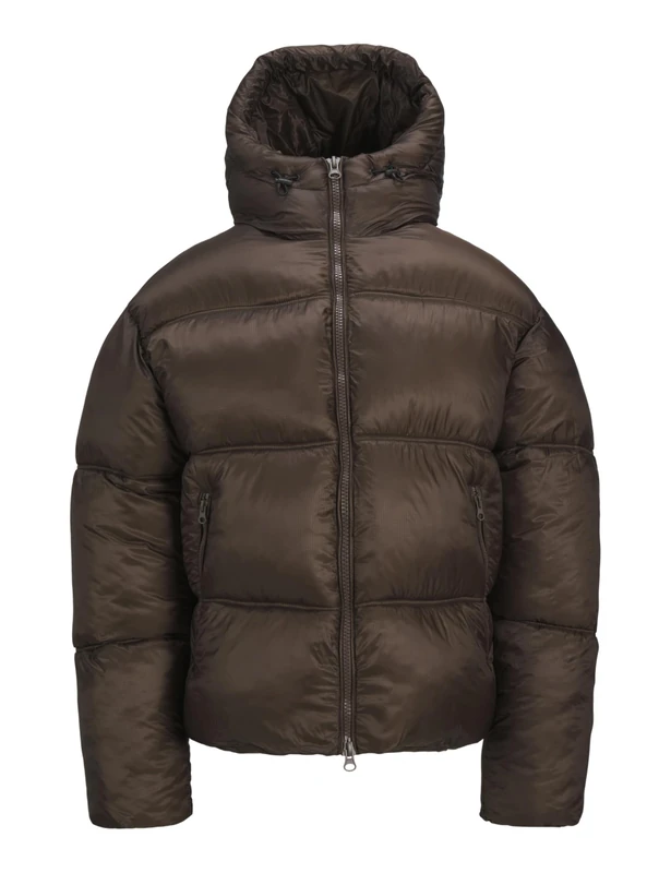 JACK & JONES Men's Jcokinetic Wetlook Puffer Jacket, Chocolate Brown, L