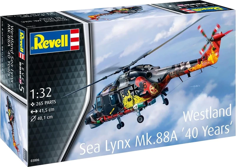 Revell 03806 Westland Sea Lynx MK.88 (40 Years Special Edition) 1:32 Scale Unbuilt/Unpainted Plastic Model Kit